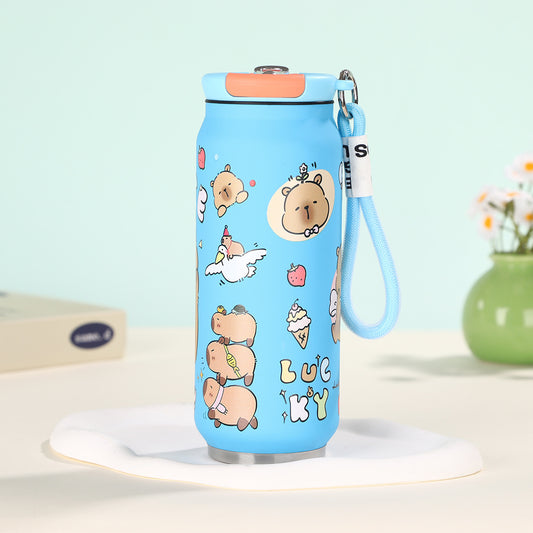 Cute Stainless Steel Insulated Thermal Vacuum Cup with Outdoor Handle Tumbler 500ml