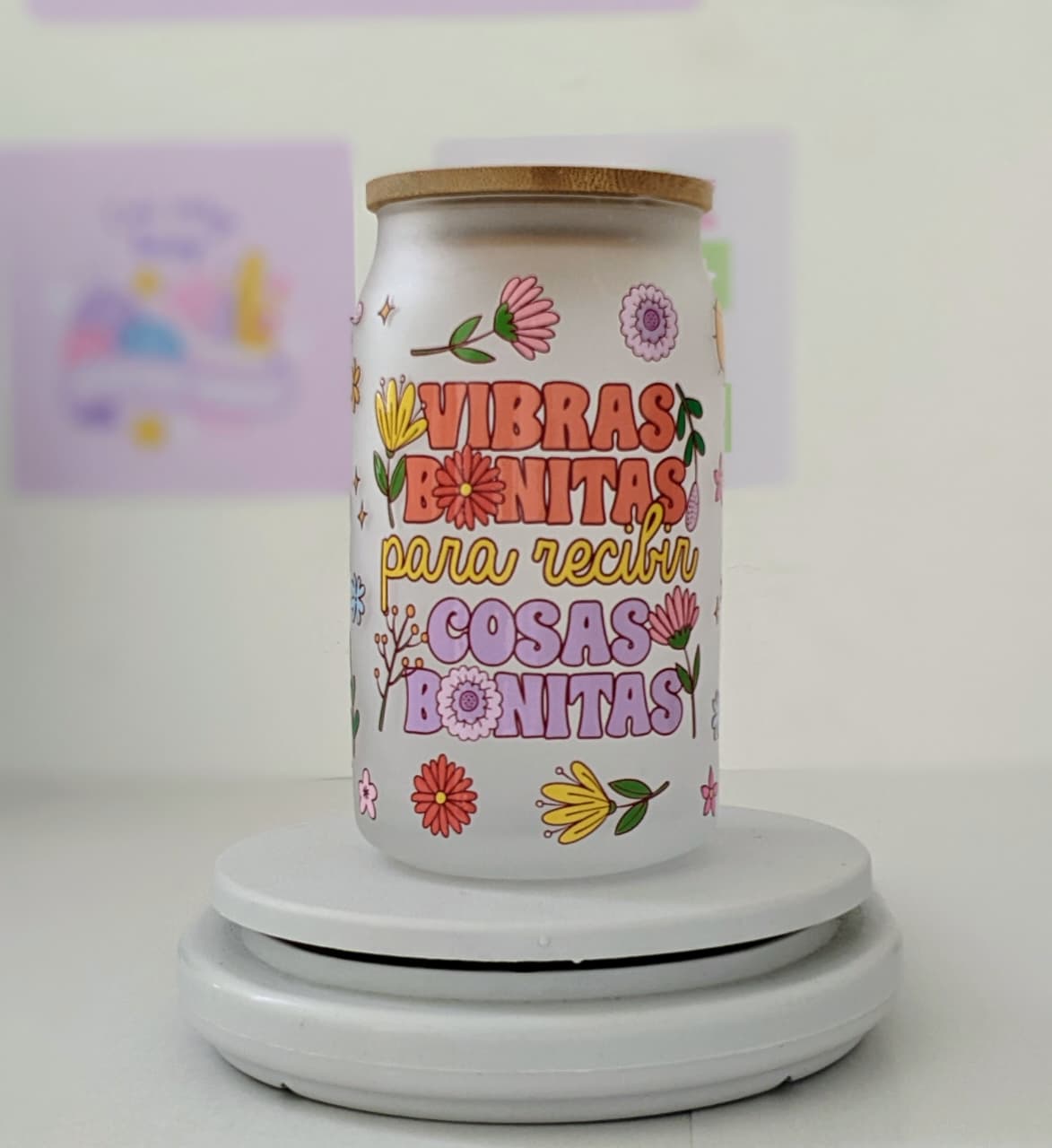 Glass Cup with Bamboo Lid and Straw 16OZ(475ml)