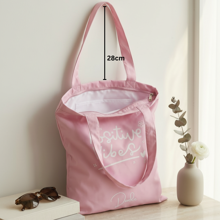 Premium Cute Waterproof Tote Bag "Positive Vibes" Theme